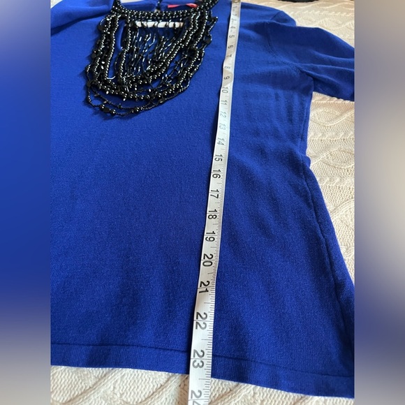 NEW! Cyrus Rich Blue Viscose Top With Jeweled Neckline Women’s Size Large - Picture 12 of 15